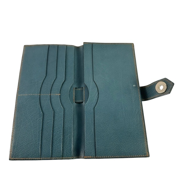 Genuine HERMES Dimitri Blue Long Wallet Organizer Rare Hard to Find Excellent - Picture 1 of 16